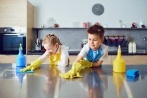 How can kids help with cleaning?